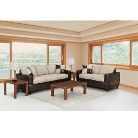 Seattle 7-pcs Living Room Set in Mushroom Color. *** FREE SHIPPING *** Include Sofa, Loveseat, 3pcs Coffee End Table and 2 Contemporary Lamps MSRP$1299