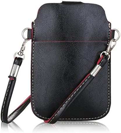 Kiwuu Multipurpose Classic Style Luxury Soft Pu Leather Phone Case Pouch/cross Body Bag with Strap Size Less Than 5.2" (Black 4)