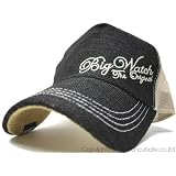 無地ヘンプ　刺繍CAP BIGWATCH ブラック/ベージュ　ＣＰＭＳ-01【大きいサイズ】【無地】【帽子】【キャップ】