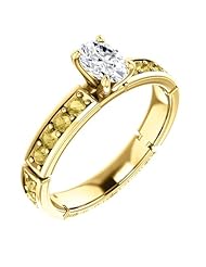 10K Yellow Gold Oval Cut White and Yellow Diamond Ring -- LIFETIME WARRANTY