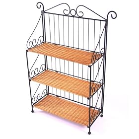 4D Concepts 3-Tier Bookcase, Wicker  Metal