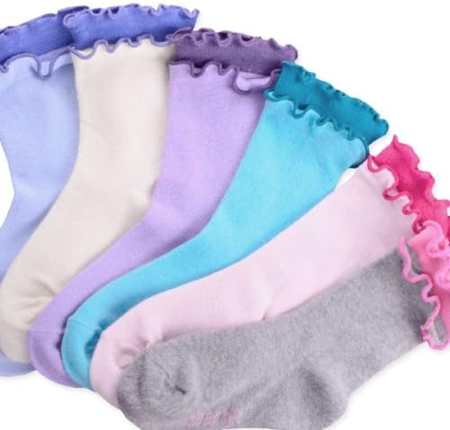 Naartjie Girls Double Ruffle Fashion Cotton Short Crew Socks 6 Pairs Pack