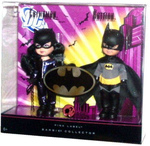 51YnrhDCIVL Barbie 2008 Pink Label Collector Collection 4 Inch Dolls Gift Set Pair   Kelly as Catwoman and Tommy as Batman with Accesories and Certificate of Authenticity