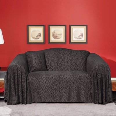 Plush Animal Sofa Throw Slipcover in Ebony