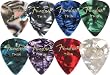 Fender 351 Premium Celluloid Guitar Picks, 12 Pack, Black Moto, Thin