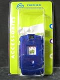 Motorola V3 RAZR Blue Rubberized Snap On Cell Phone Case With A Belt Clip