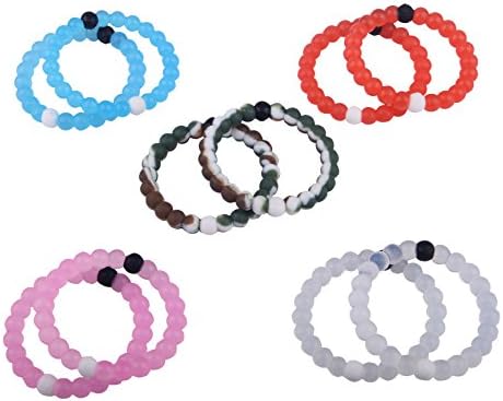 CFSKY Transparent Silicone Bracelet Bangle Set of 10 (White+Blue+Pink+Camo+Red, Medium)