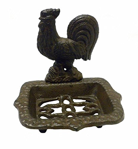 Rustic Cast Iron Farm Country Casual Soap Dish-Rooster or Pig (Rooster)
