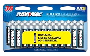 Rayovac Alkaline Peggable Large Card AA Batteries, 36-Pack