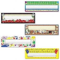 Teacher Created Resources Jumbo Nameplates, Assorted Designs, 11-1/2" x 3-1/2", 6 Packs of 36 Nameplates, 216 Nameplates