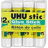 UHU Stic Permanent Clear Application Glue Stick, 0.29 oz, 12 Sticks per Pack (99450)