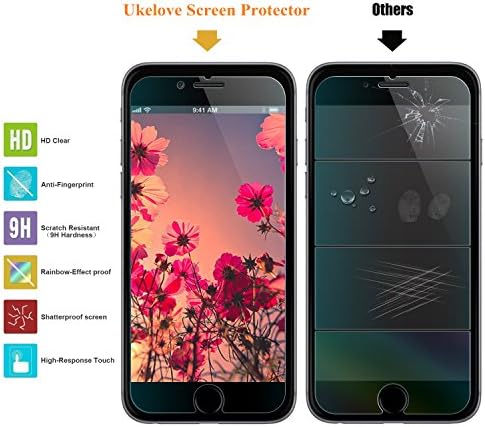 iPhone 6 Screen Protector, Ukelove iPhone 6 Glass Screen Protector (4.7"), HD Clear Tempered Glass, Premium HD Clear Ballistic Glass Screen Protector for Apple iPhone 6s / iPhone 6