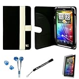 Black White Canvas Jacket Portfolio Cover Carrying Protective Case for HTC  ....