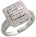 14 Karat Weissgold Fantasie Damen Radiantschliff Diamanten Ring, mit 1.45 Karat Brilliantschliff & unsichtbare Diamanten, (13mm) breit