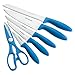Knife Set, BLUE With A Holder-For 5 Knives, A Scissor & Universal Polypropylene Cylinder : Steak Knife, Bread Knife, Paring Knife, Utility, & Cheese Knife; Commercial & Home Kitchen-By Kitch N’ Wares