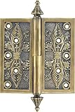 5 Solid Brass Left Hand Pintel Hinge With Decorative Steeple Tips