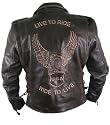 Men's Premium Distressed Retro Brown Embossed Eagle Leather Jackets - Size : 3XL