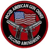 Proud American Gun Owner Second Amendment Embroidered Patch 1911 New Pistol Version