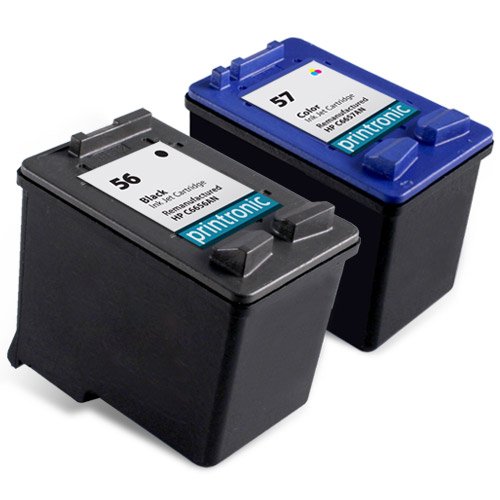 Printronic Remanufactured Ink Cartridge Replacement for HP 56 HP 57 (1 Black, 1 Color) 2 Pack