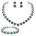 EVER FAITH Silver-Tone Round Cut Cubic Zirconia Tennis Necklace Bracelet Earrings Set Green Emerald Color