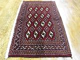 1'10 x 3'4 Red Persian Hand Knotted Wool Torkaman Rug