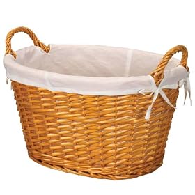 Whitney Design ML-5567 Woven-Willow Oval-Shaped Laundry Basket with Cotton Lining