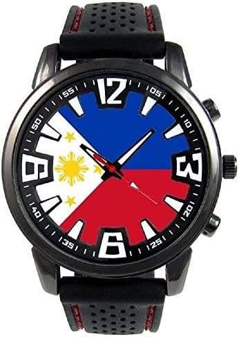 Philippines Country Flag Men's Style Silicone Band Quartz Wrist Watch S177F