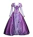 Cosrea Disney Rapunzel Embroidered Purple Satin Adult Cosplay Costume