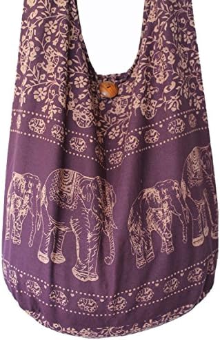 Hippie Elephant Sling Crossbody Bag Purse Thai Top Zip Handmade,women Bag,crossbody Bags,elephant Bag,shoulder Bag,cotton Bag,thai Bag,messenger Bag,diaper Bag,handbags,hippie Hobo Bag,tote Bag