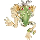 Conversation Piece Green Enamel and Crystal Gold Tone Frog and Dragonfly Ring Size 6 - 12