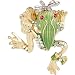 Conversation Piece Green Enamel and Crystal Gold Tone Frog and Dragonfly Ring Size 6 - 12