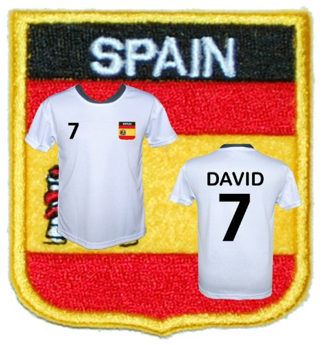 Spanien Trikot “Modell SP01″-gesticktes Wappen-inclusive Wunschnamen+Zahl-Größen: 110-116-122-128-134-140-146-152-158 (110)