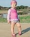 RuffleButts Infant / Toddler Girls Berry Striped Polka LS Rash Guard Bikini