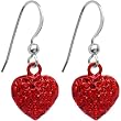 Red Hearts on Fire Rhinestone Dangle Earrings