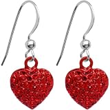 Red Hearts on Fire Rhinestone Dangle Earrings