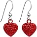 Red Hearts on Fire Rhinestone Dangle Earrings