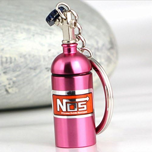 Myhung NOS Mini Nitrous Oxide Bottle Keyring Key Chain Ring Keyfob Stash Pill Box Storage Turbo Keychain (Pink)