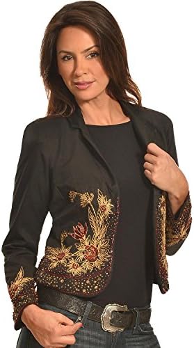 Pink Cattlelac Women's Beaded And Embroidered Blazer Black Small