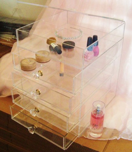 Kardashian Style Premium Makeup Organizer Box - Diamond Cut Pulls