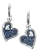 Sterling Silver Denim Dangling Heart 0.01 ct Diamond Earrings