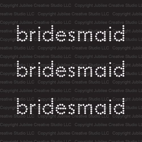 Set of 3 Simple Bridesmaid Iron On Rhinestone Crystal Tshirt Transfer by Jubilee Rhinestones