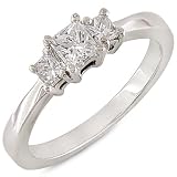 Three Stone Princess Cut Diamond Ring 1/2ctw (HI/SI) in White Gold