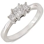 Three Stone Princess Cut Diamond Ring 1/2ctw (HI/SI) in White Gold
