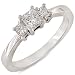 Three Stone Princess Cut Diamond Ring 1/2ctw (IJ/I1) in White Gold