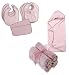 FRENCHIE BABY HOODED TOWEL, WASH CLOTH AND BIBS AND BURP CLOTH SET IN PINK