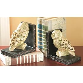 Pack of 8 Antique Style Jade Finish Carved Owl Decorative Bookends by CC Home Furnishings