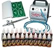 SALON AIRBRUSH TATTOO KIT 24 Includes: COMPRESSOR, HOSE, AIRBRUSH, INK, AND STENCILS