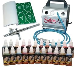 SALON AIRBRUSH TATTOO KIT 24 Includes: COMPRESSOR, HOSE, AIRBRUSH, INK, AND STENCILS