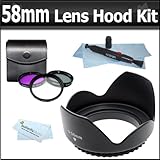 58mm Bundle Hard Lens Hood & 3 Piece (UV/FLD/CPL) Glass Filter Set for Canon EF-S 18-55mm f/3.5-5.6 IS Zoom Lens (with EOS 50D, 7D, Rebel XSi, XS T1i T2i T3i EOS 600D T3 EOS 1100D) Digital SLR Camera) + Lens Pen Cleaning Kit + BP MicroFiber Cleaning Cloth