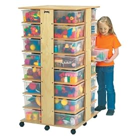 Jonti-Craft 03540JC 32 Cubbie Storage Tower with Clear Tubs